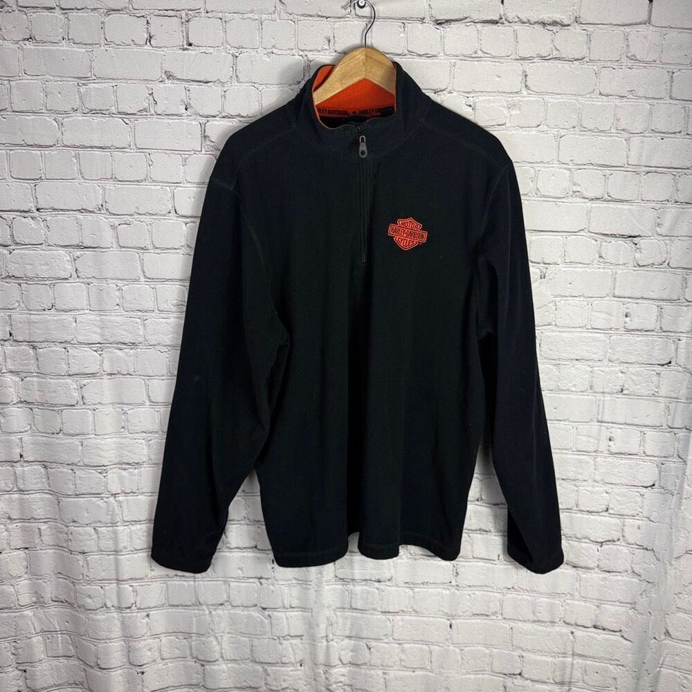Harley-Davidson Men's 1/4-Zip Long Sleeve Logo Fleece Pullover Size XL
